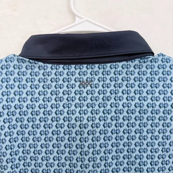 Rhone Polo Shirt Mens XL Blue Geometric Golf Performance Stretch Athletic - Picture 7 of 8